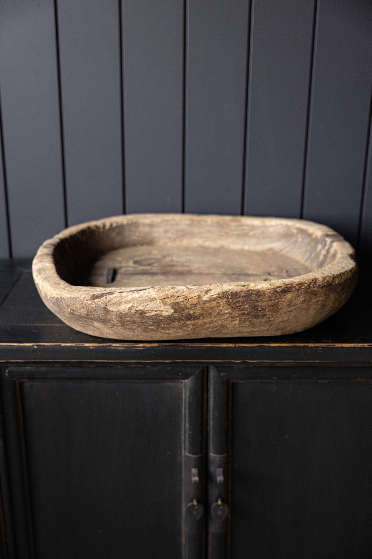 Round Elm Wood Basin With Iron | One Of A Kind | By Luxe B Co.