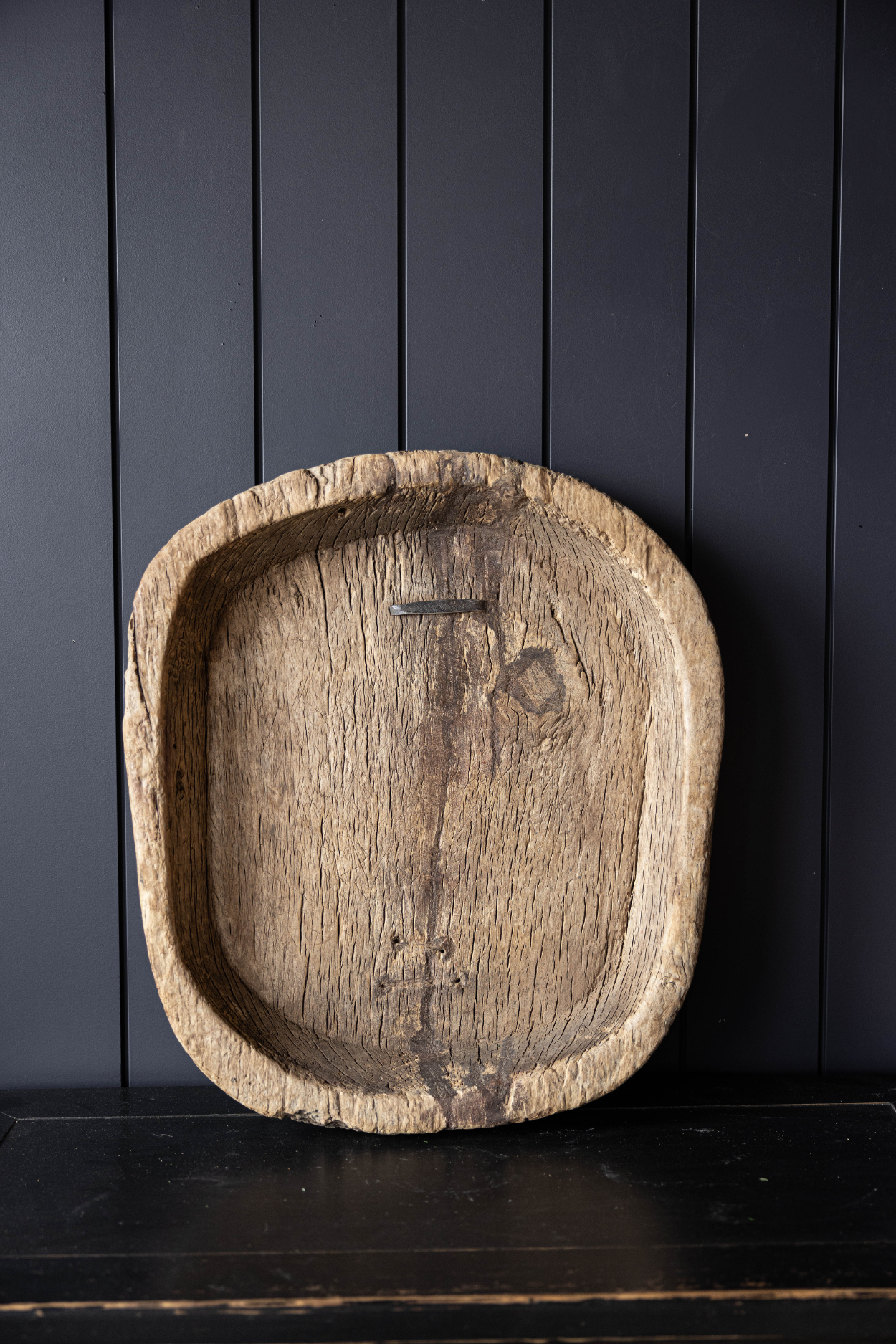 Round Elm Wood Basin With Iron | One Of A Kind | By Luxe B Co.