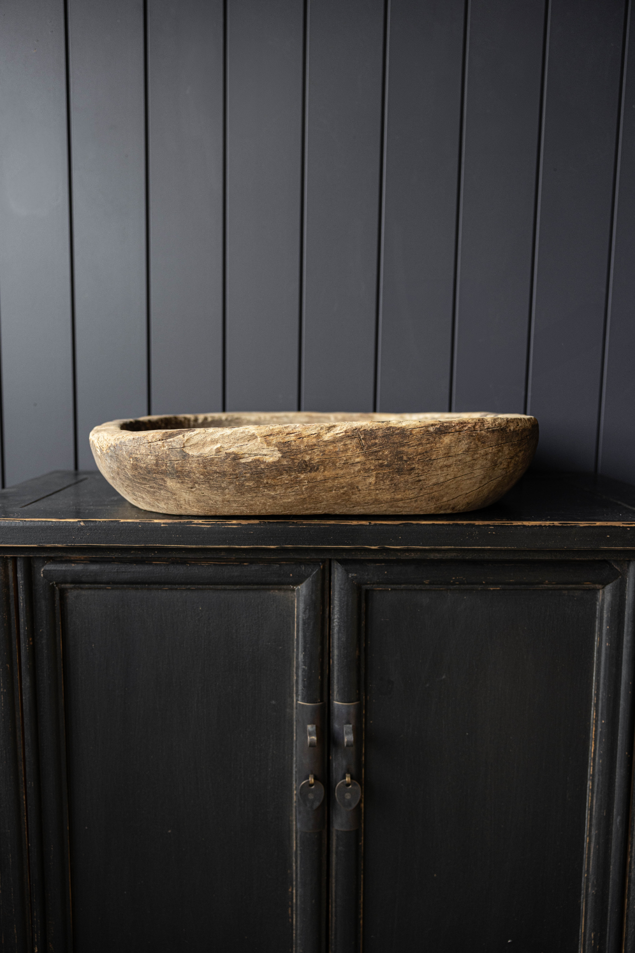 Round Elm Wood Basin With Iron | One Of A Kind