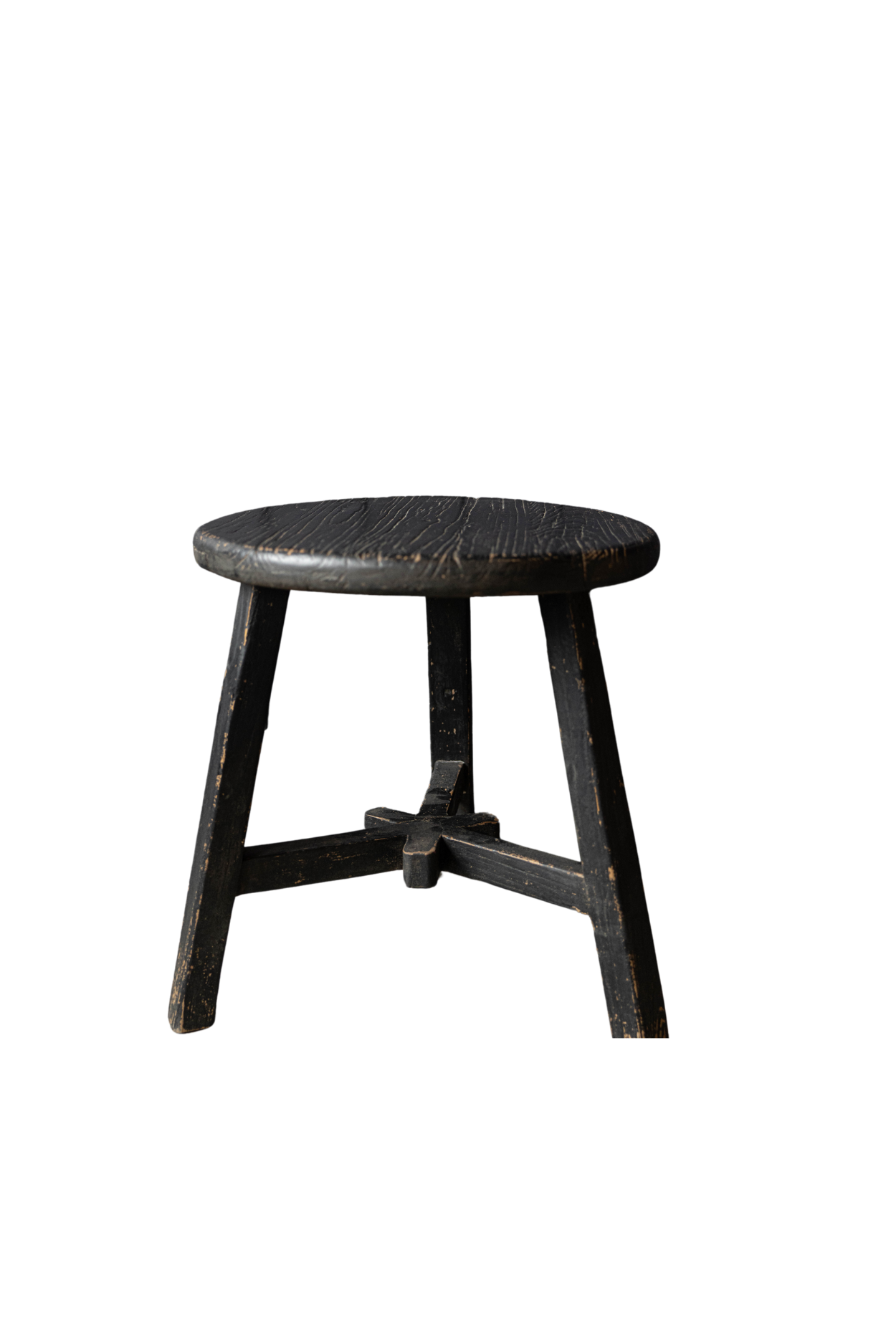 Round Reclaimed Black Elm Wood Coffee Side Table | By Luxe B Co.