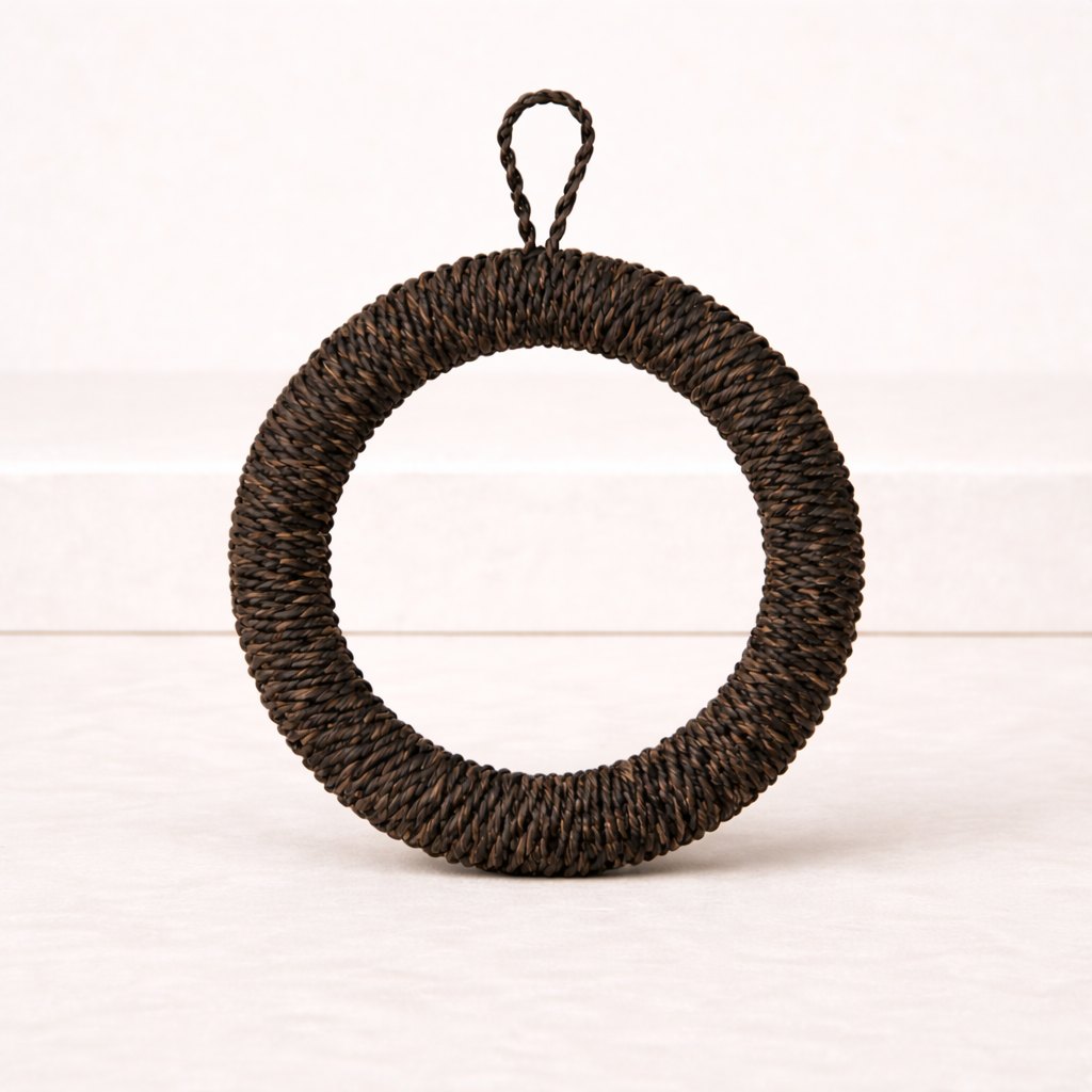 Round Black Hand-Woven Abaca Rope Trivet | By Luxe B Co. 