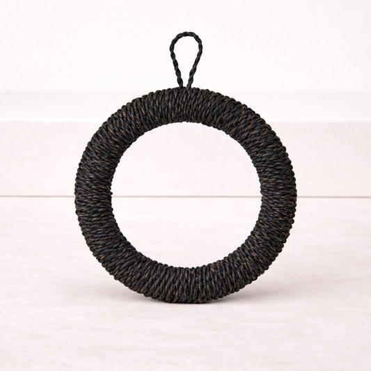 Round Black Hand-Woven Abaca Rope Trivet | By Luxe B Co. 