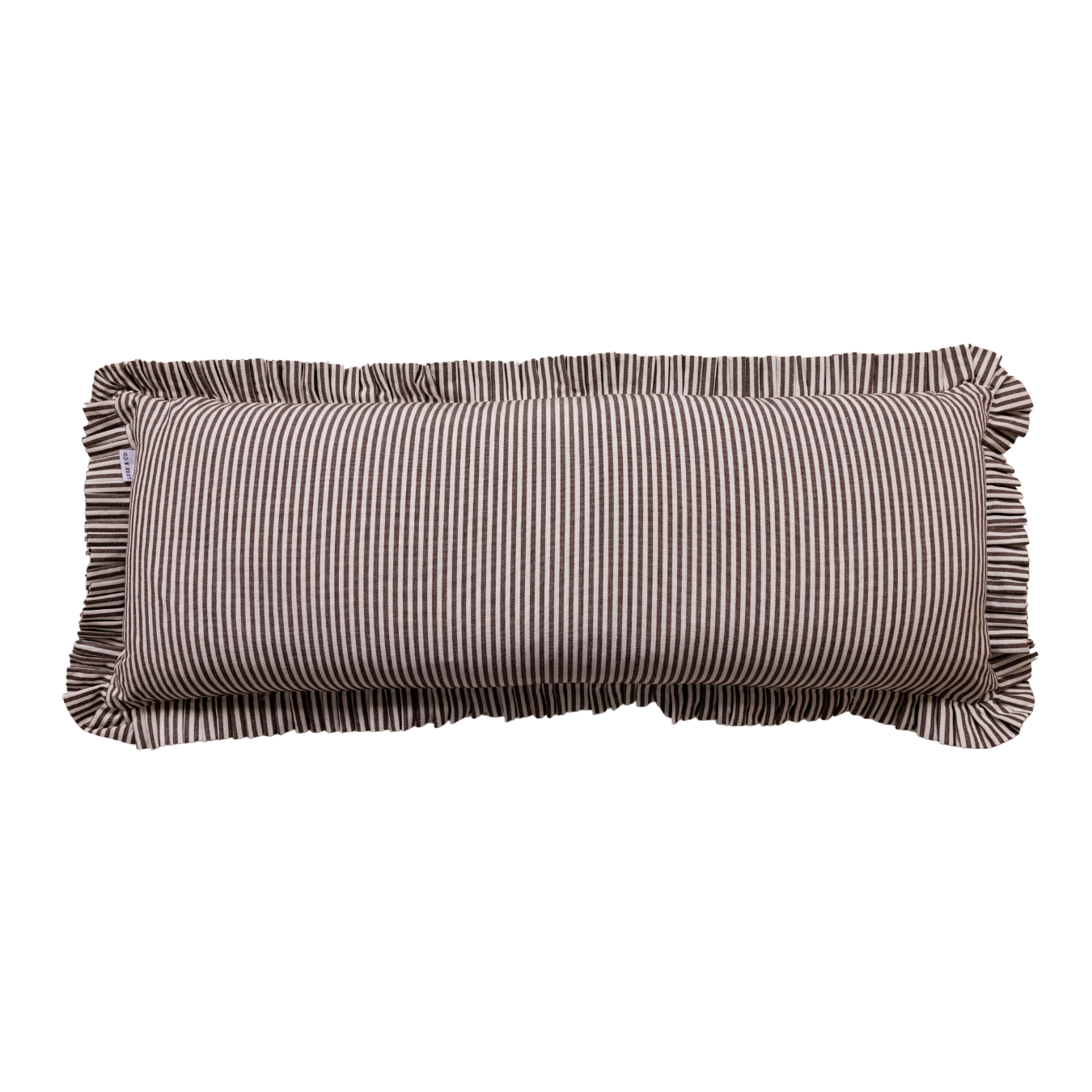 Ruffle Bolster Pillow Cover Brown White Stripes - Luxe B Co