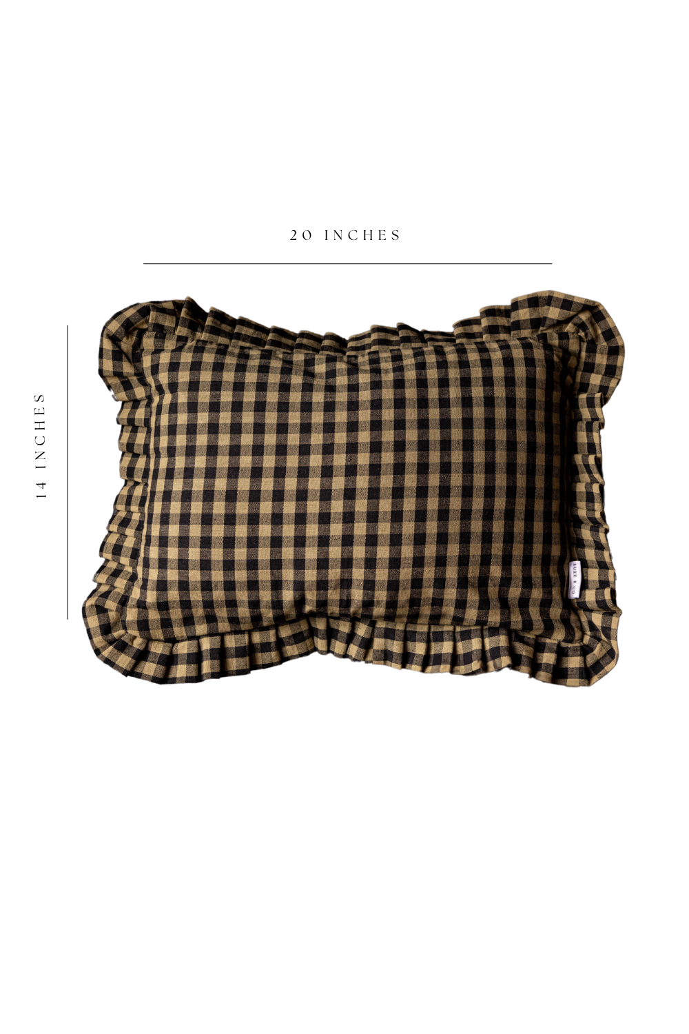 Ruffle Lumbar Pillow Shame Olive Green Gingham | By Luxe B Co.