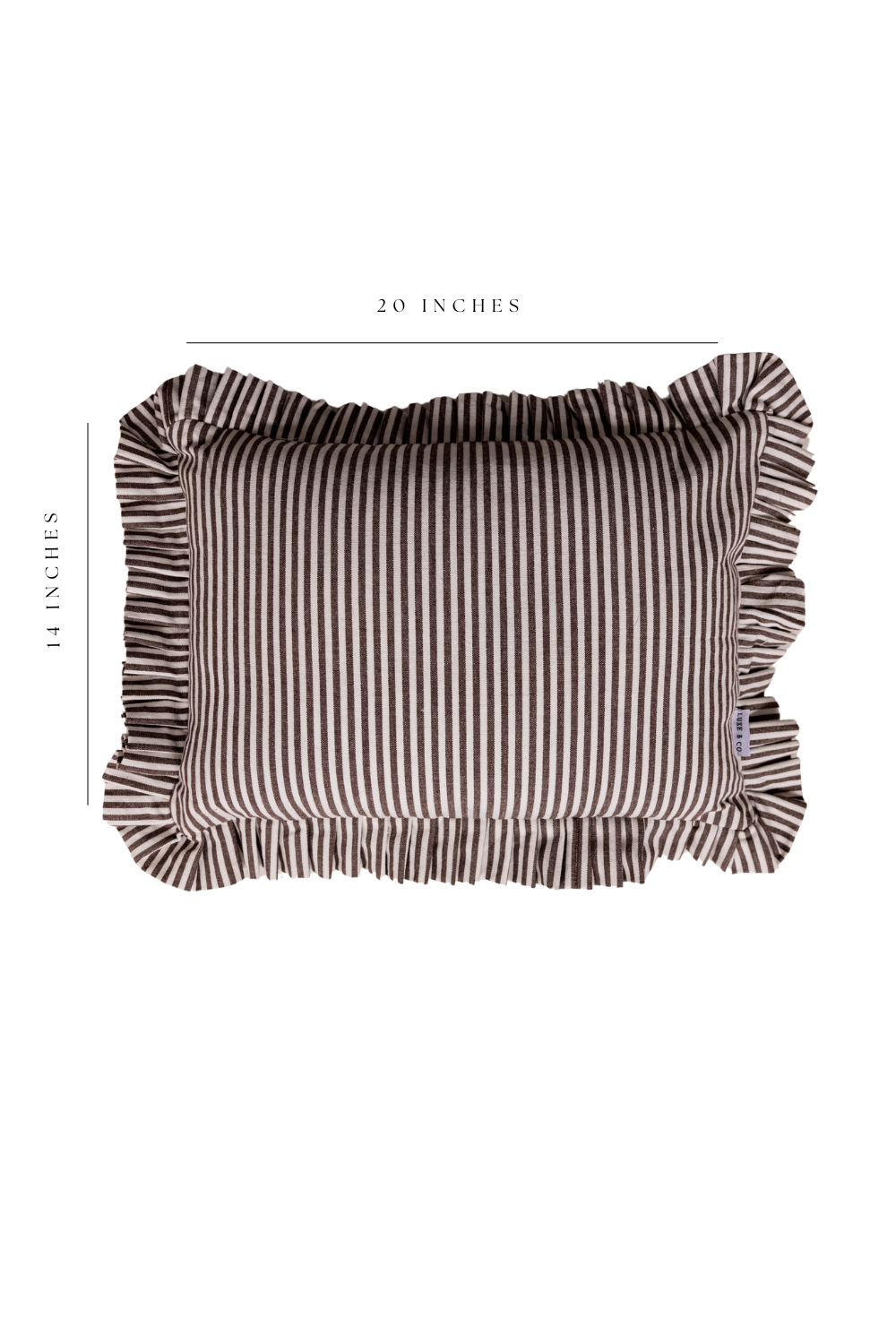 Ruffle Bolster Pillow Cover Brown White Stripes - Luxe B Co