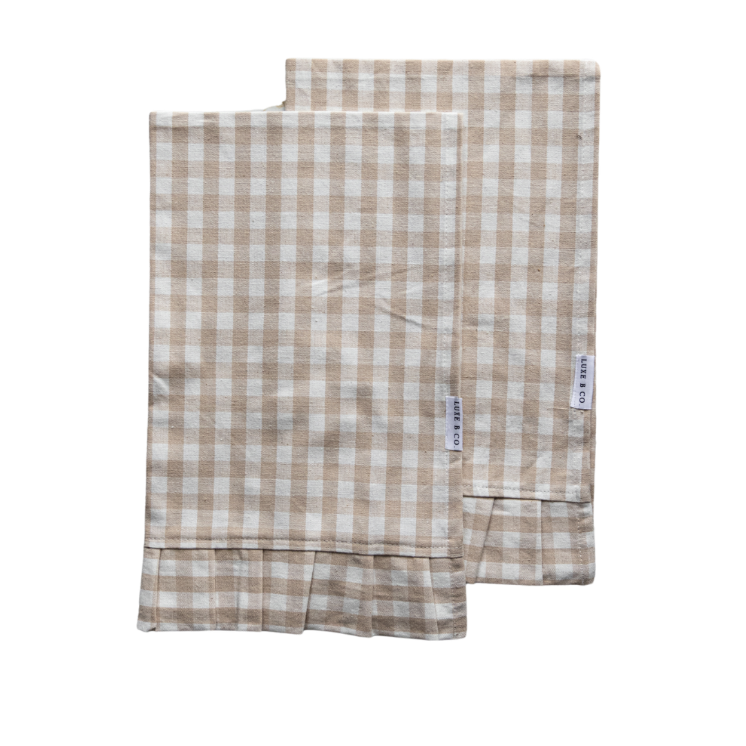 Ruffle Beige Gingham Kitchen Dish Towel | By Luxe B Co.