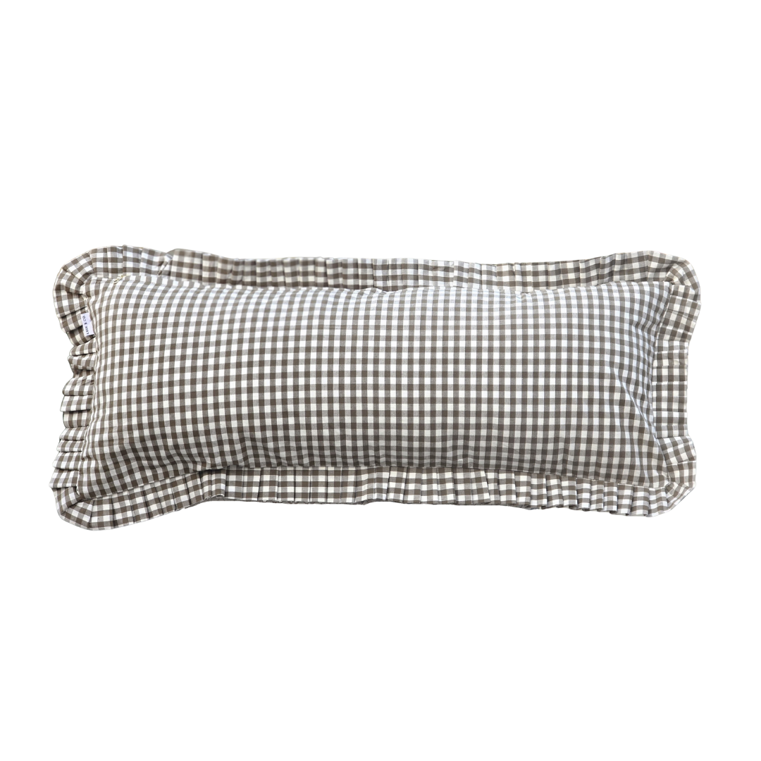 Ruffle Bolster Cover Olive Gingham By Luxe B Co.