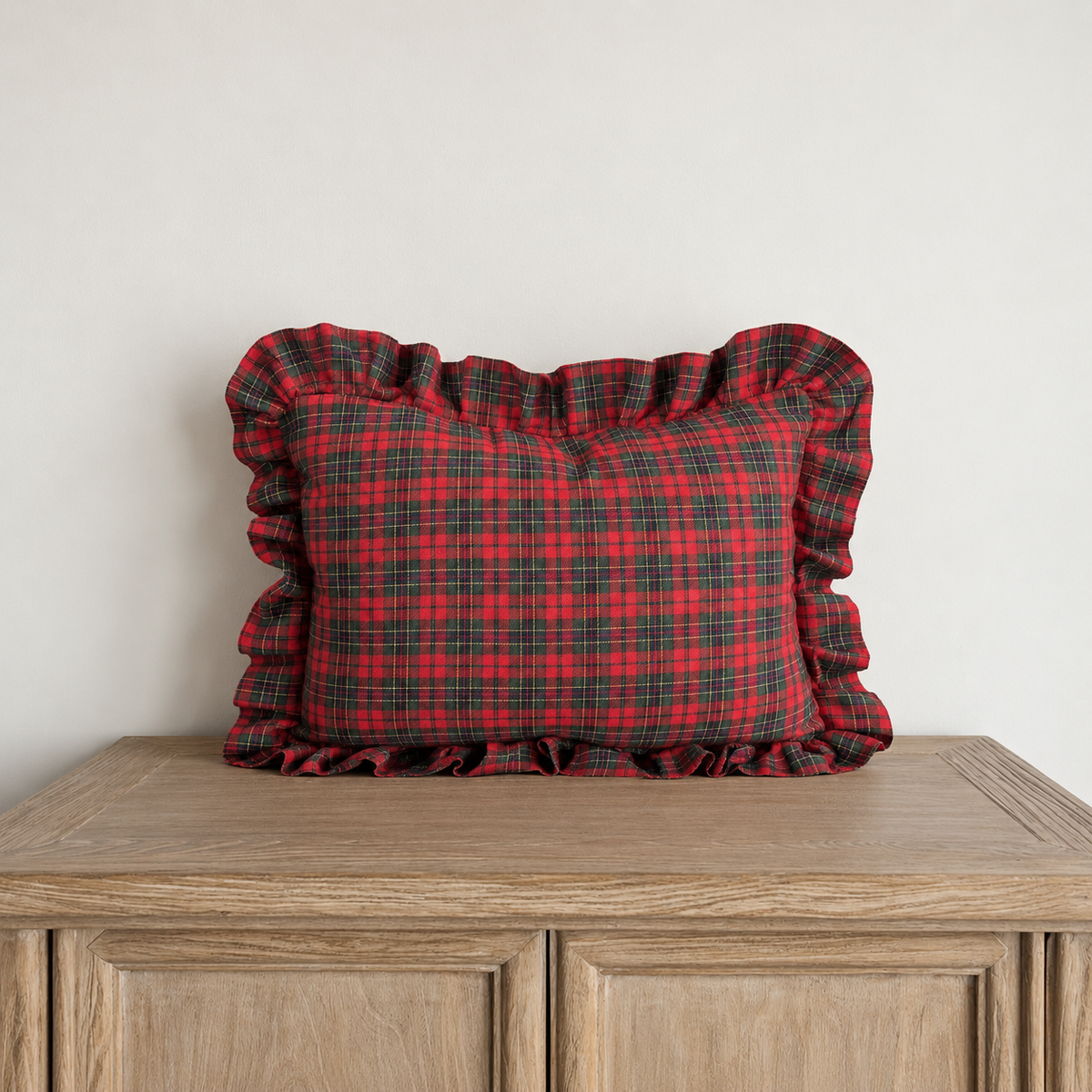 Ruffle Lumbar Pillow Sham Red Plaid By Luxe B Co. 