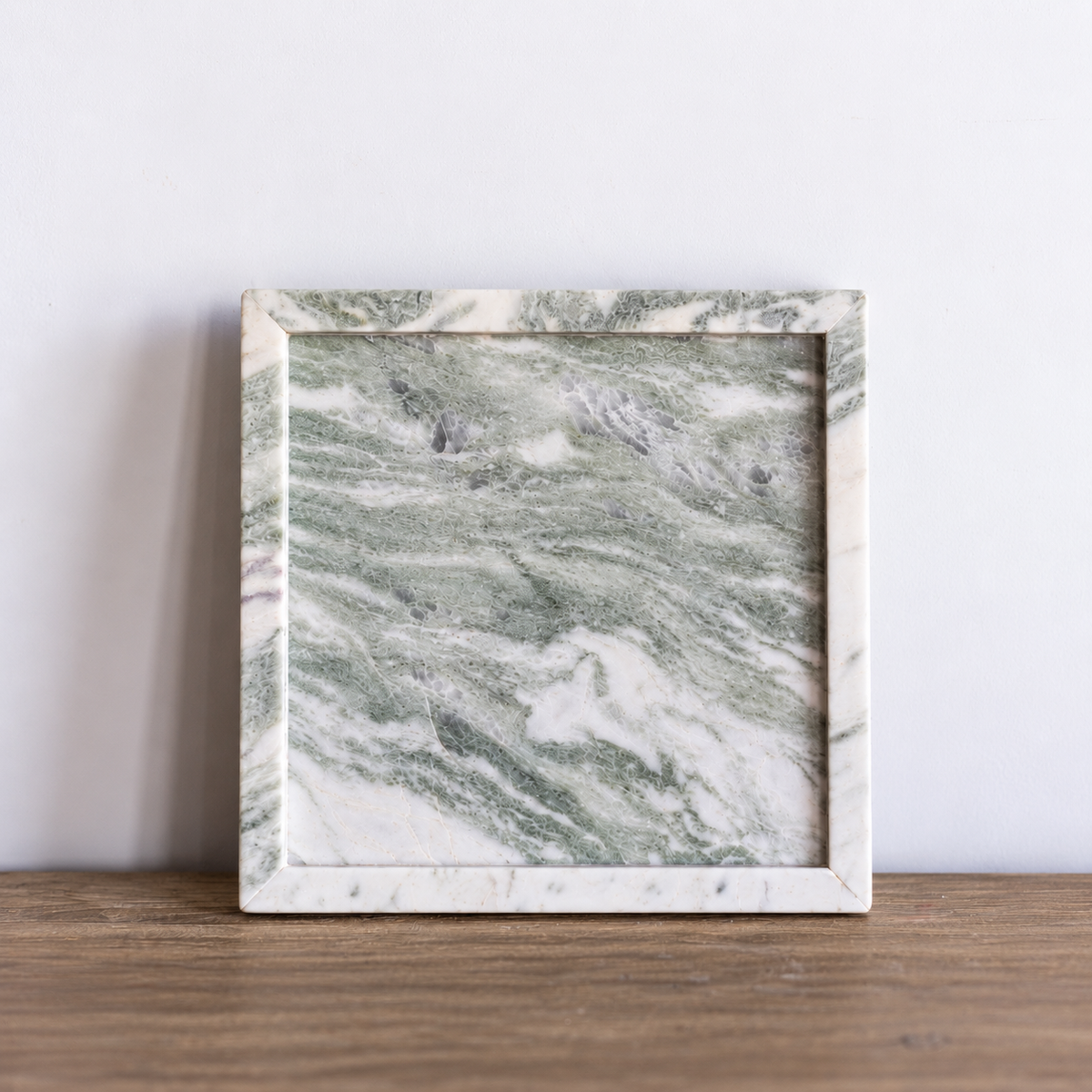 Sage Green Marble Square Tray | By Luxe B Co. 