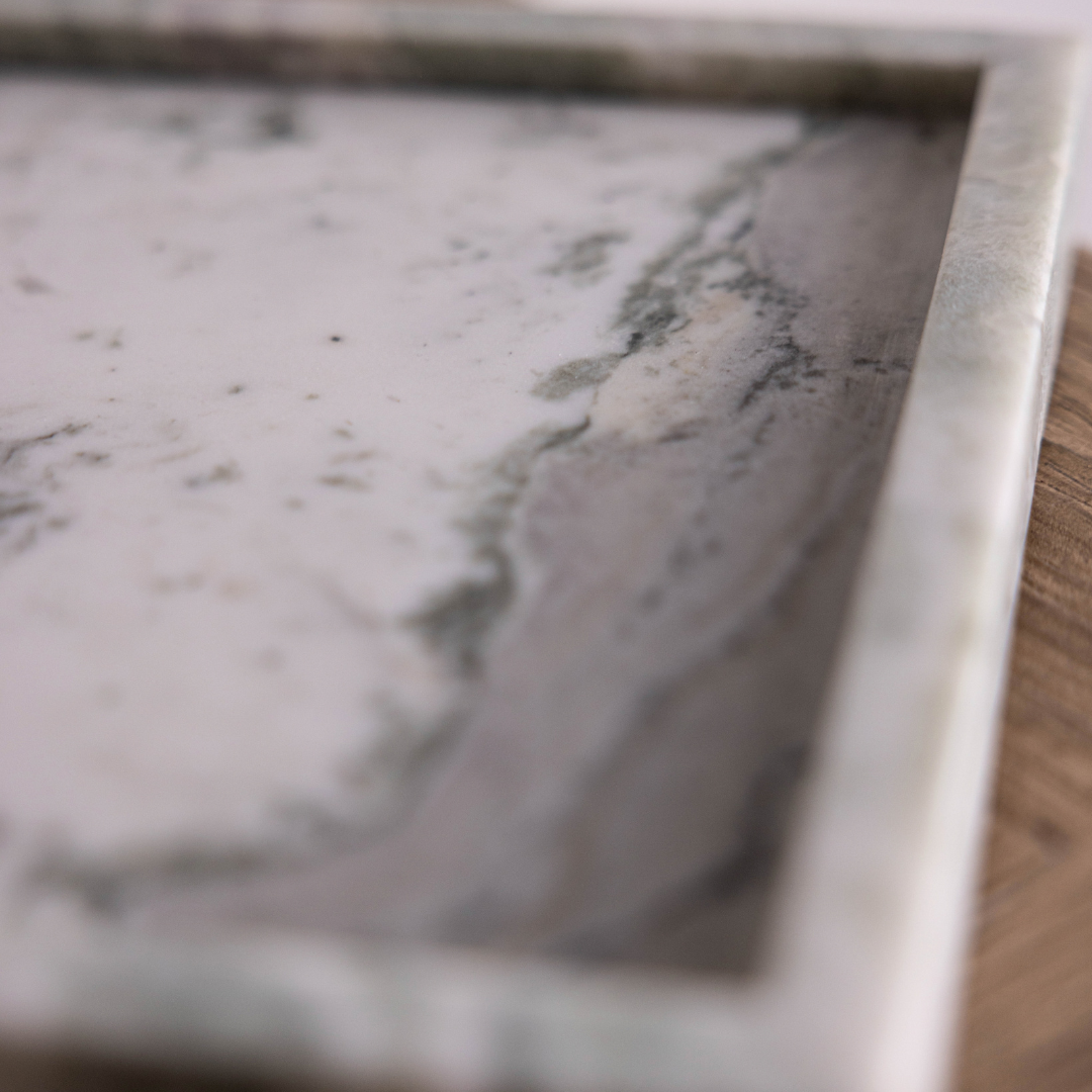 Sage Green Marble Square Tray | By Luxe B Co. 