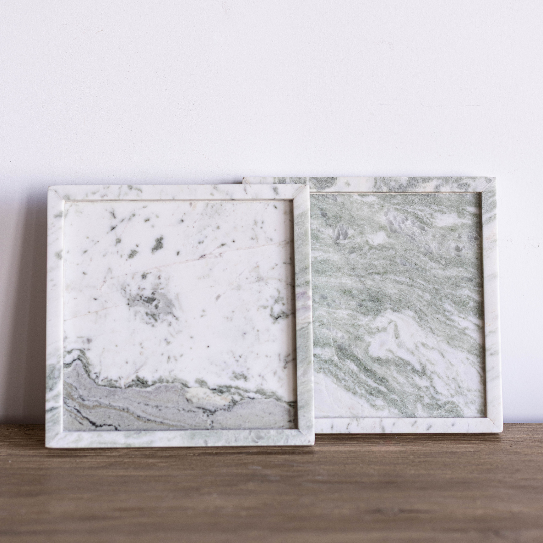Sage Green Marble Square Tray | By Luxe B Co. 