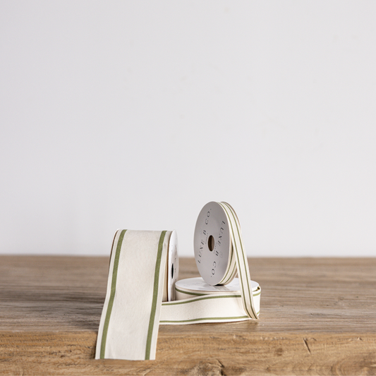 Sage Stripe Woven Ribbon By Luxe B Co. 