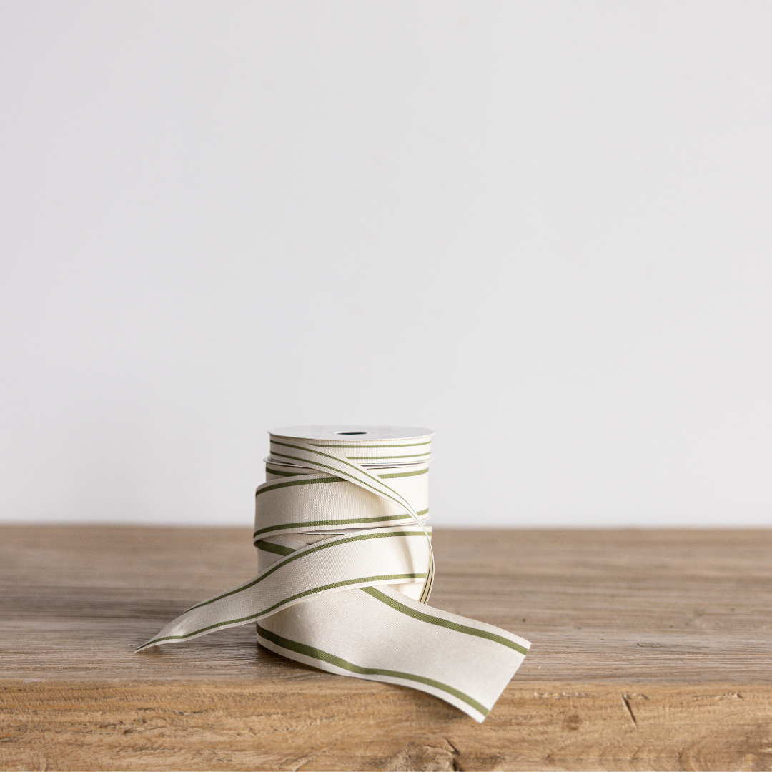 Sage Stripe Woven Ribbon By Luxe B Co. 