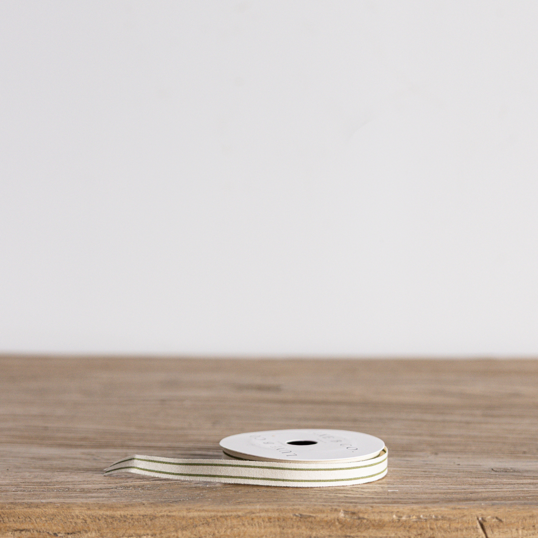 Sage Stripe Woven Ribbon By Luxe B Co. 