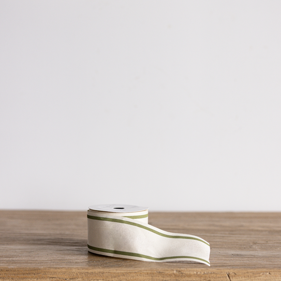 Sage Stripe Woven Ribbon By Luxe B Co. 