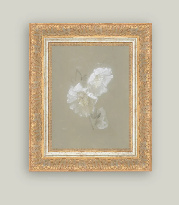 Sage and White Flowers Framed Antique Inspired Art | By Luxe B Co. 