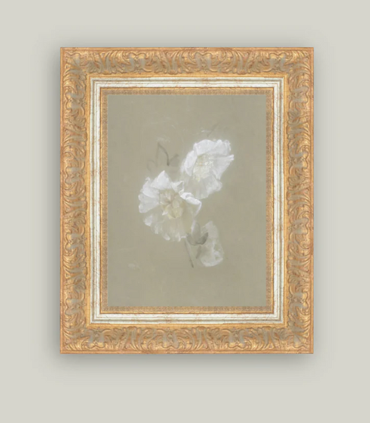 Sage and White Flowers Framed Antique Inspired Art | By Luxe B Co. 
