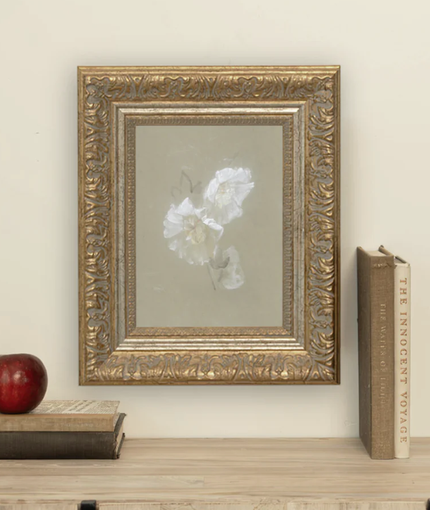 Sage and White Flowers Framed Antique Inspired Art | By Luxe B Co. 