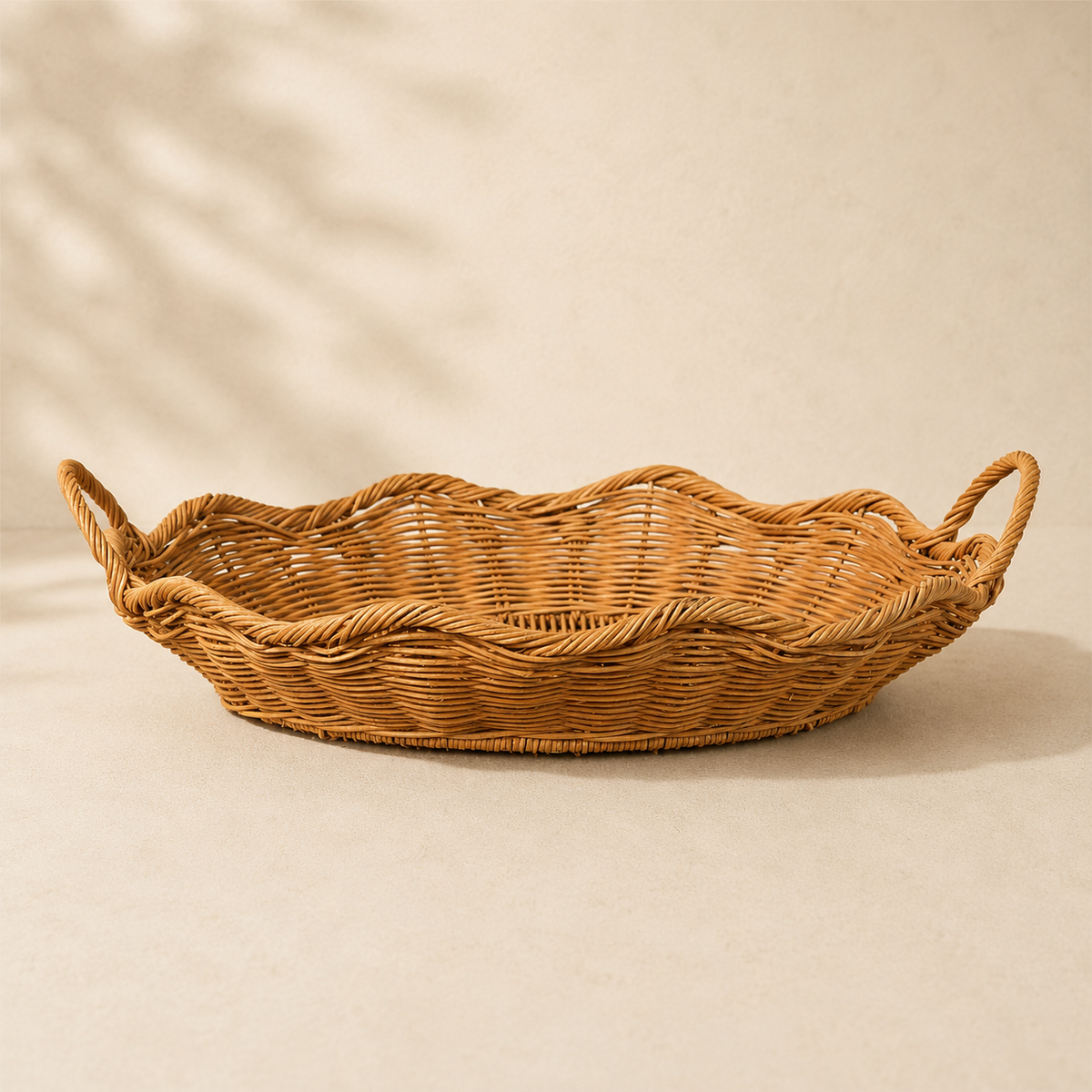 Scalloped Edge Basket Rattan Tray By Luxe B Co. 