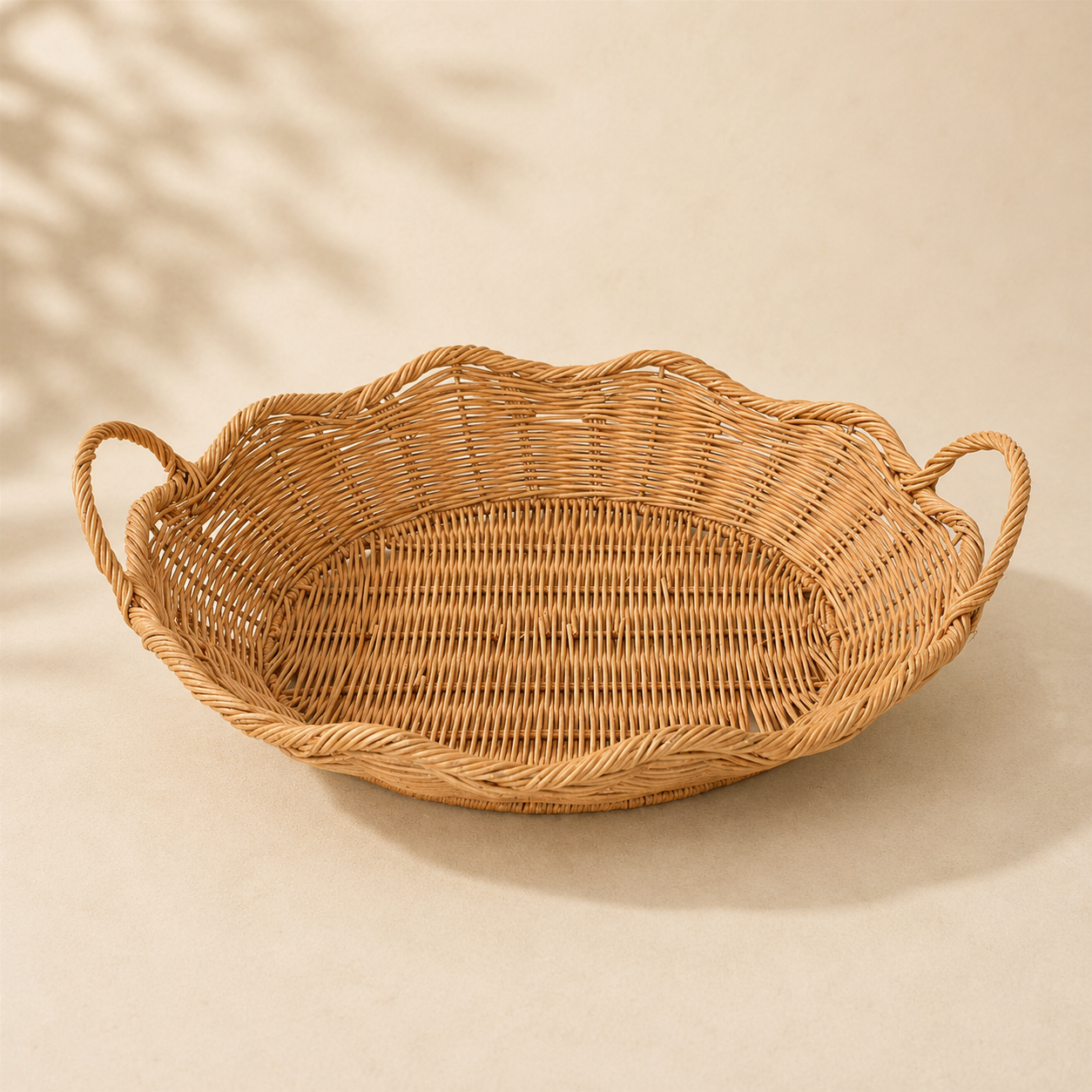 Scalloped Edge Basket Rattan Tray By Luxe B Co. 