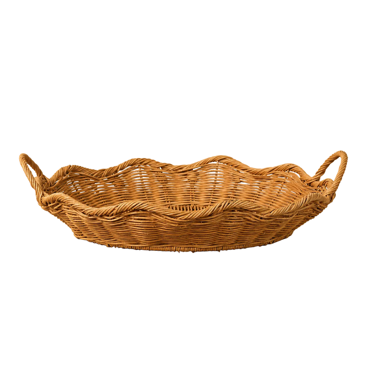 Scalloped Edge Basket Rattan Tray By Luxe B Co. 