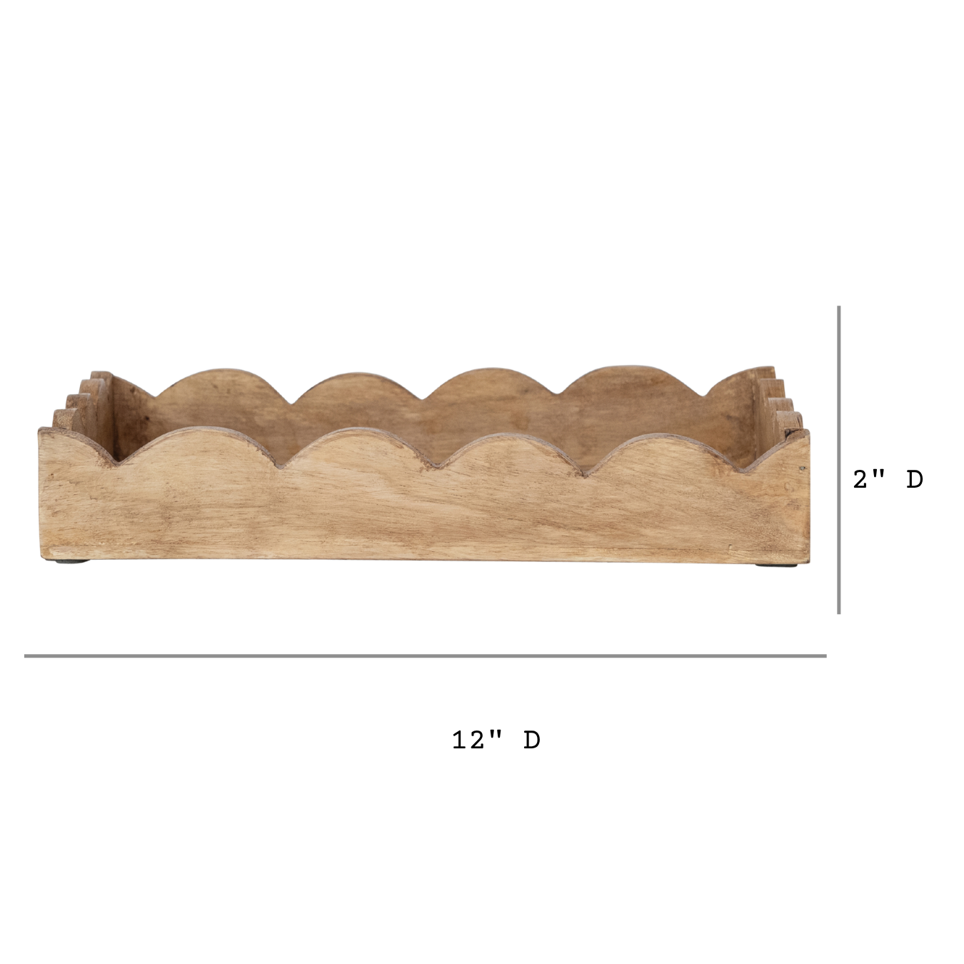Scalloped Mango Wood Tray | By Luxe B Co.