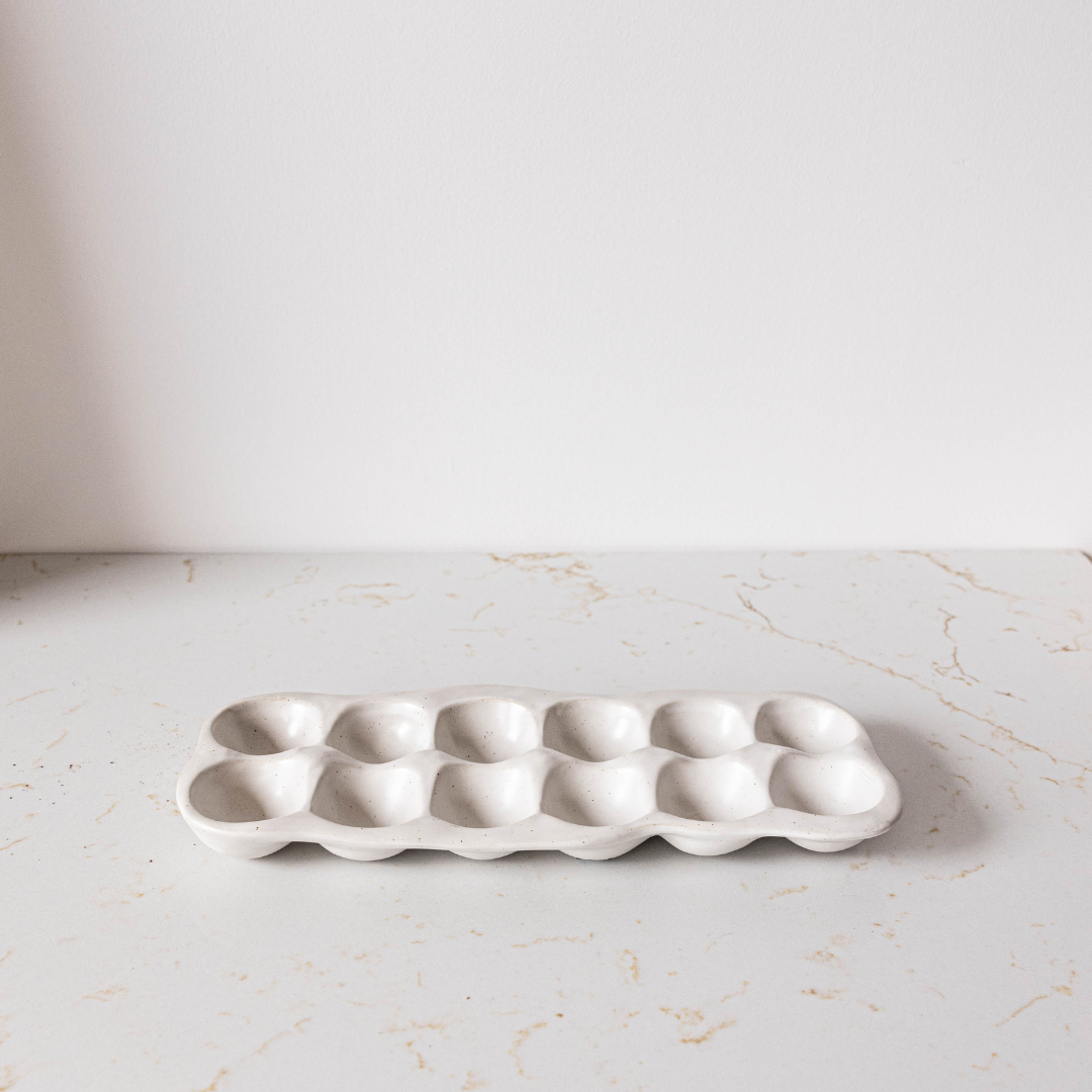 Speckled Ceramic Egg Holder | By Luxe B Co 
