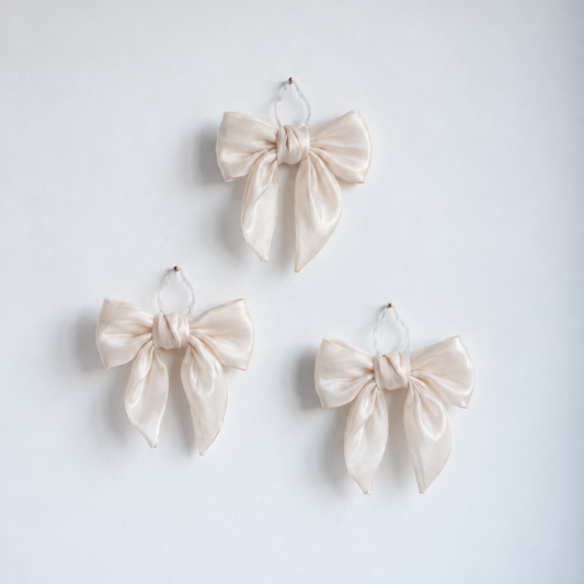 Gauze Cream Bow Set