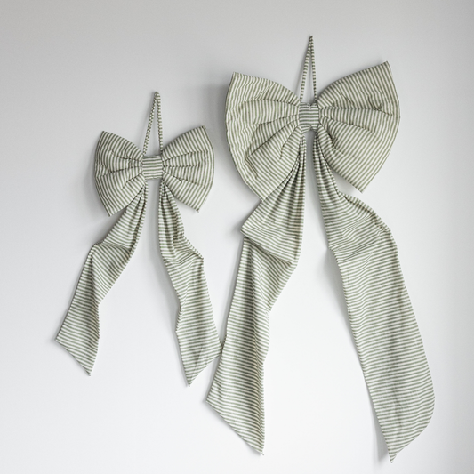 Oversized Green Striped Bow