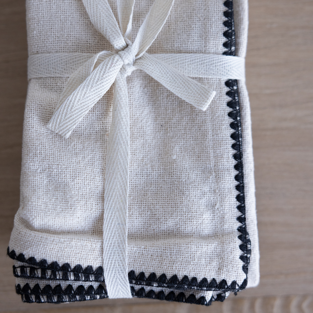 Square Cotton Napkins W/ Stitched Edge | By Luxe B Co.