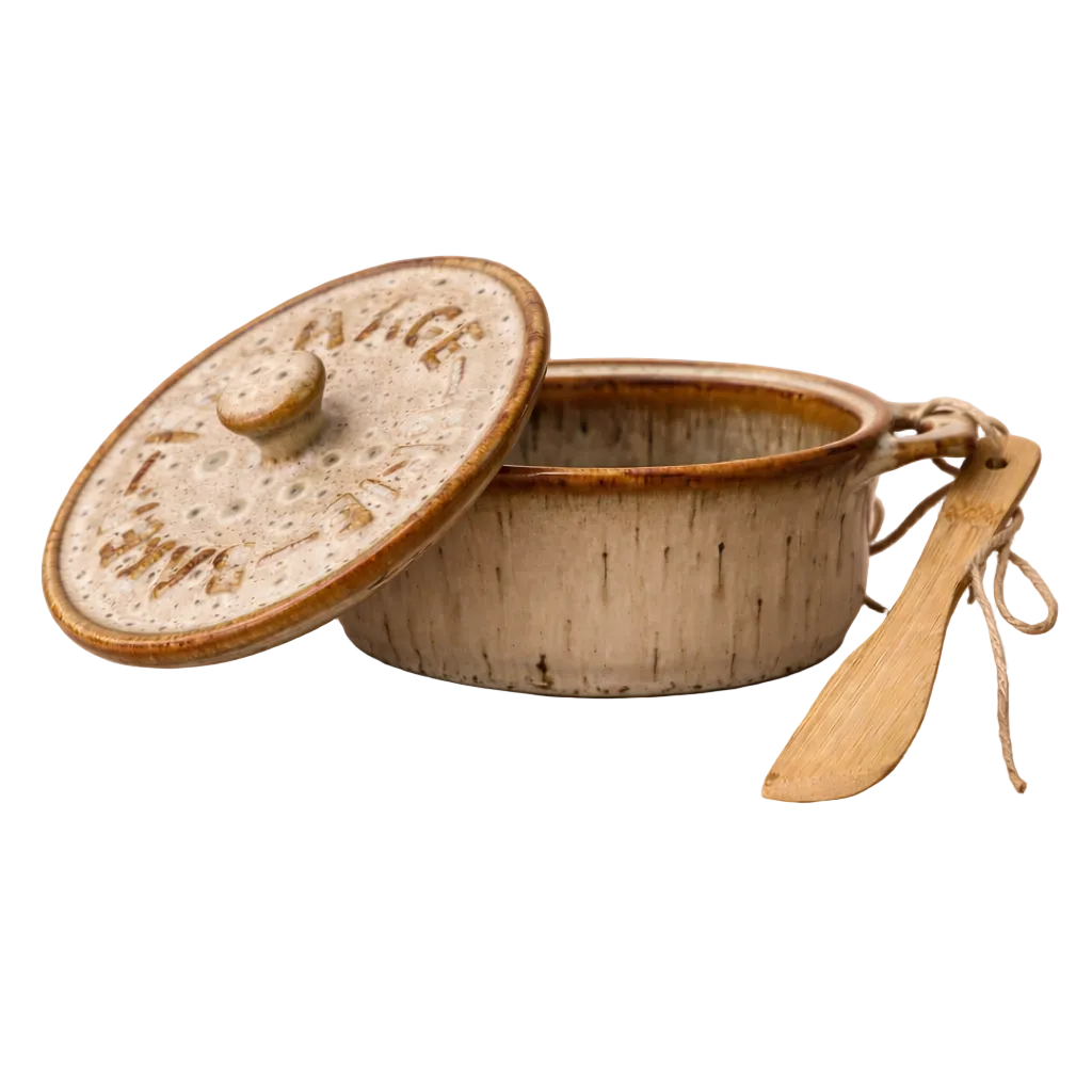 Stoneware Brie Baker & Bamboo Spreader | By Luxe B Co. 