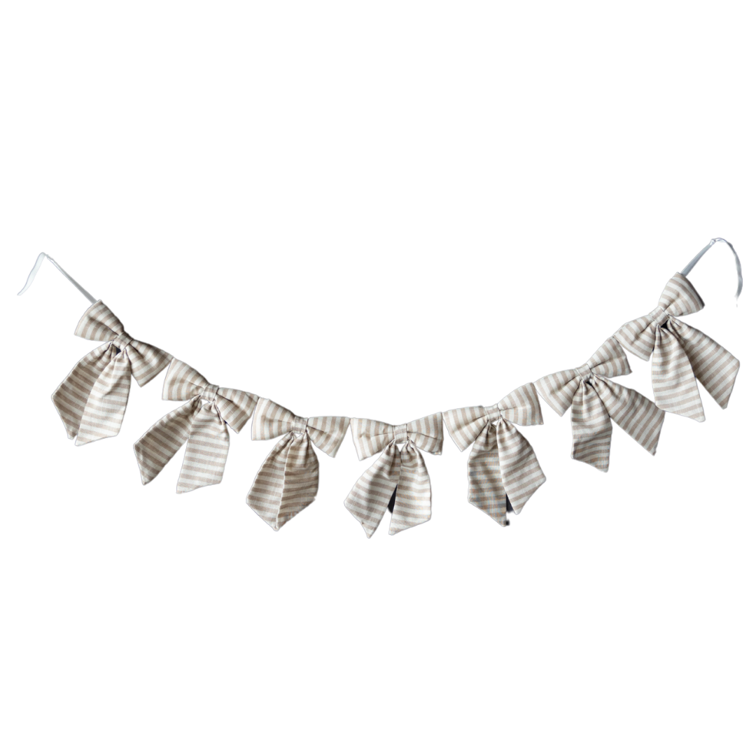 Striped Beige Sand Bow Garland - Luxe B Co