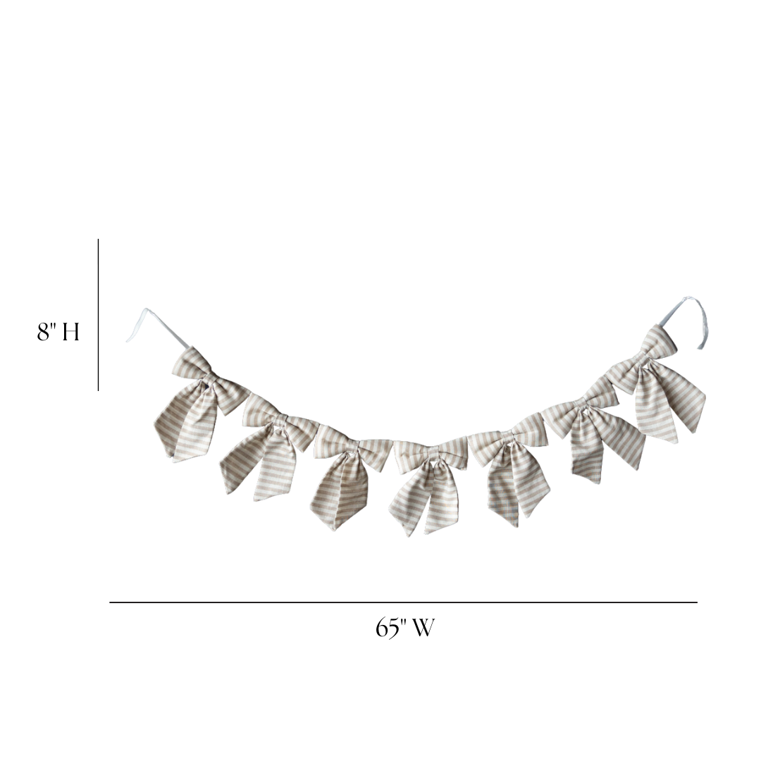 Striped Beige Sand Bow Garland | By Luxe B Co.