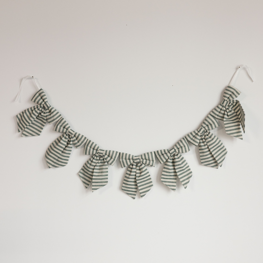 Striped Green Bow Garland  | By Luxe B Co.