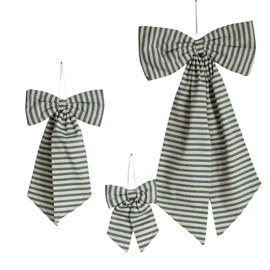 Striped Green Fabric Bows | By Luxe B Co.