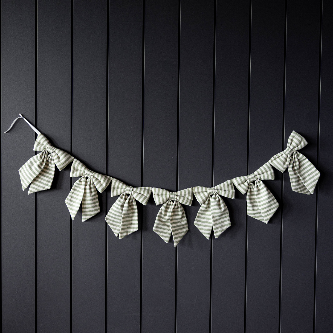 Striped Light Green Bow Garland - Luxe B Co