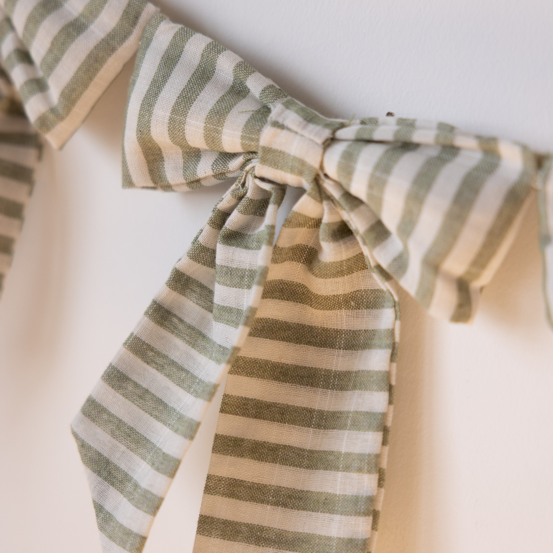 Striped Light Green Bow Garland | By Luxe B Co.