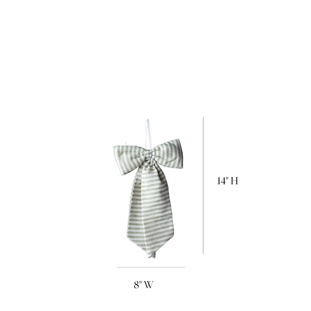 Striped Light Green Fabric Bows | By Luxe B Co.