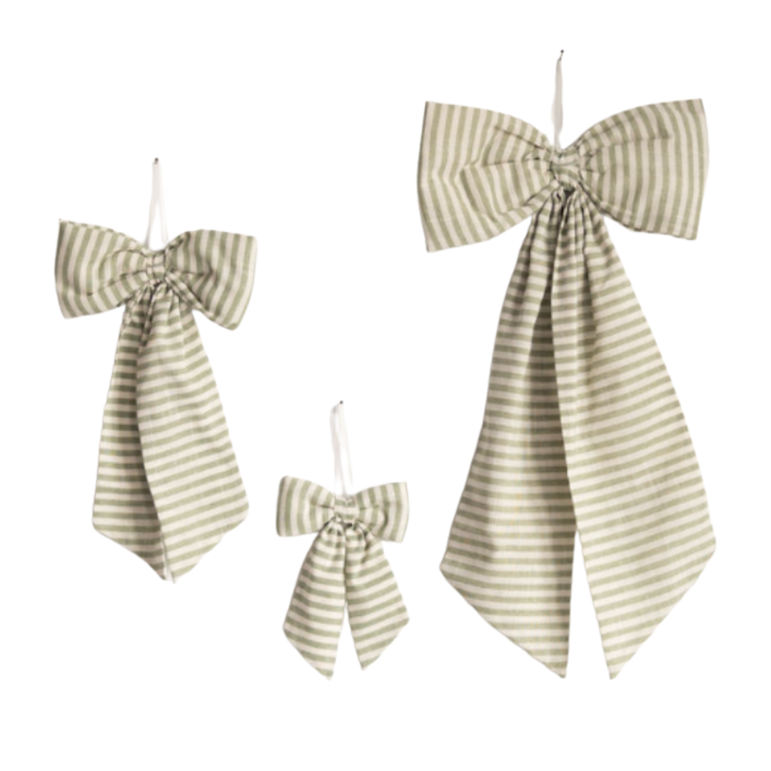 Striped Light Green Fabric Bows | By Luxe B Co.