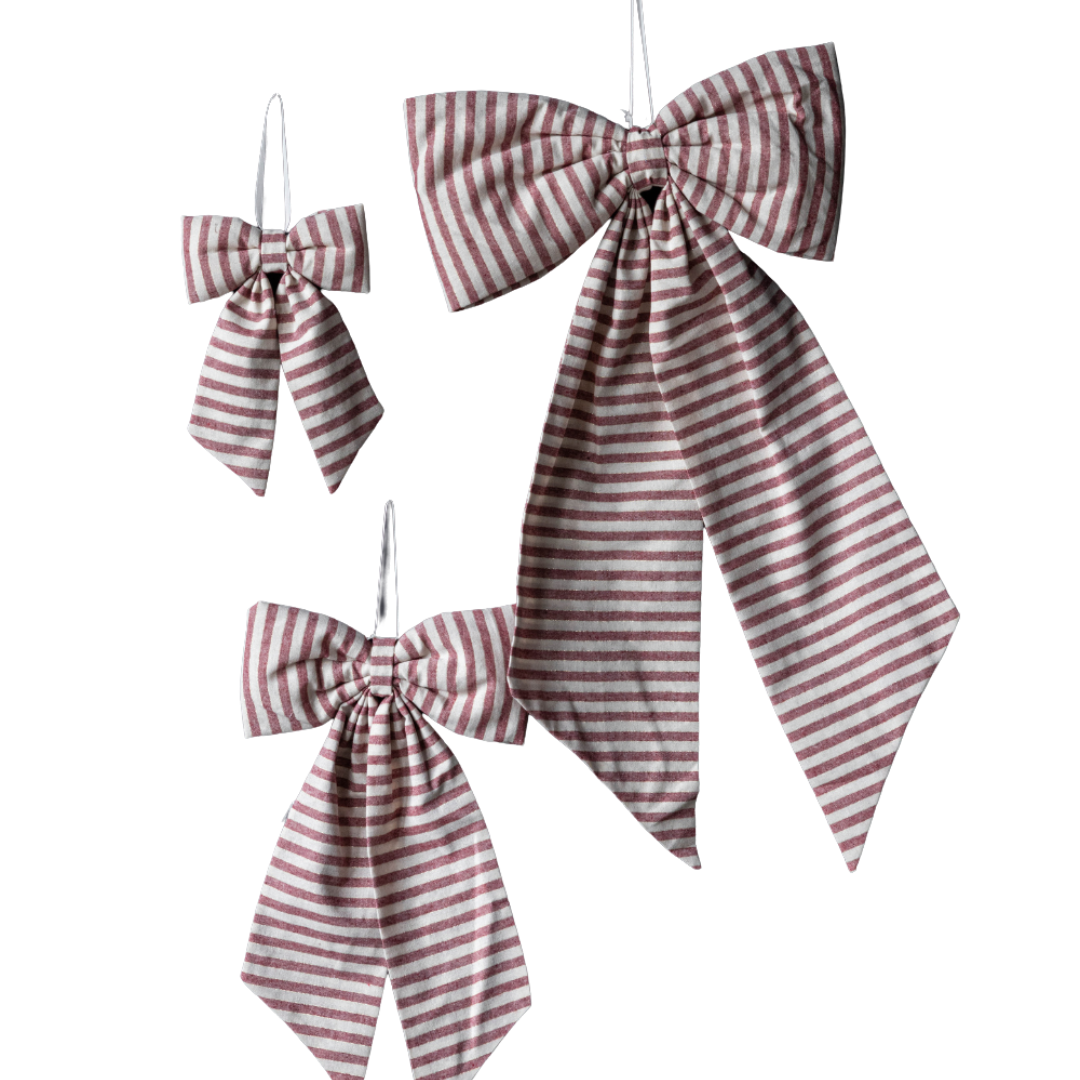 Striped Red Fabric Bows | By Luxe B Co