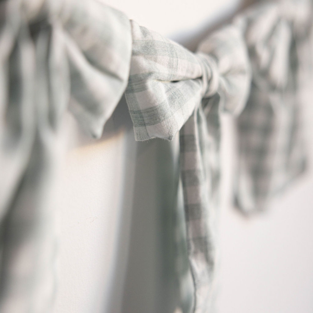 Teal Gingham Fabric Bows Garland | By Luxe B Co.