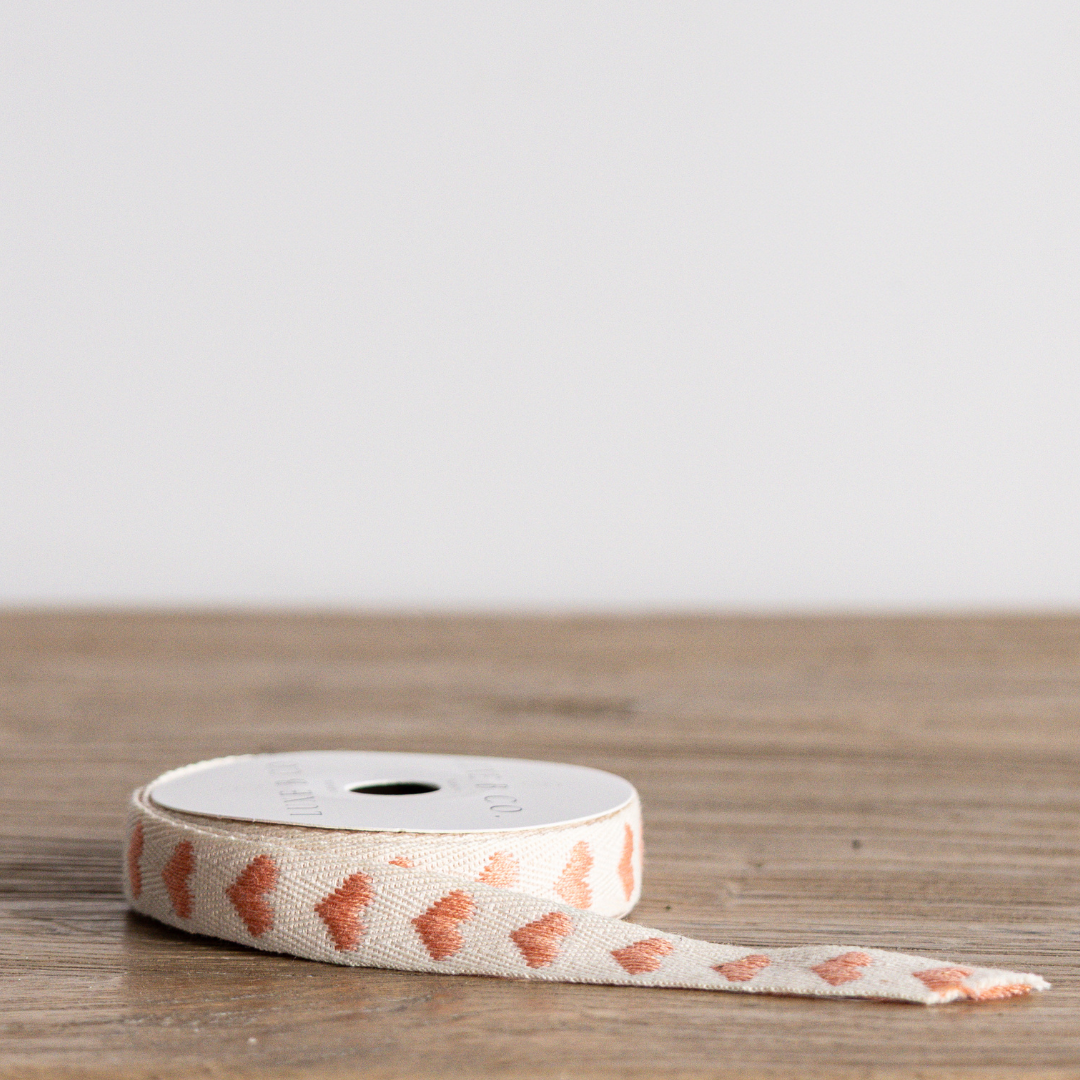 Terracotta Clay Hearts Woven Ribbon | By Luxe B Co. 