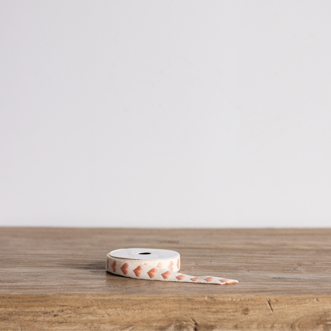 Terracotta Clay Hearts Woven Ribbon | By Luxe B Co. 