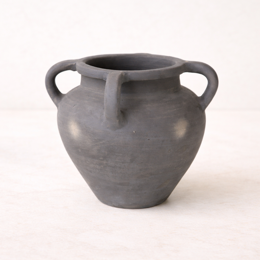Terracotta 4 Handle Black Vase | By Luxe B Co. 
