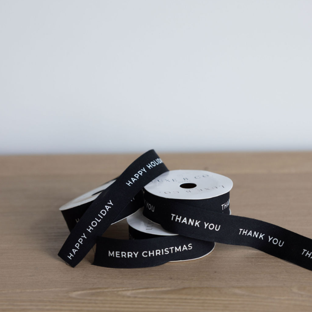 "Thank You" Black Woven Ribbon By Luxe B Co. 