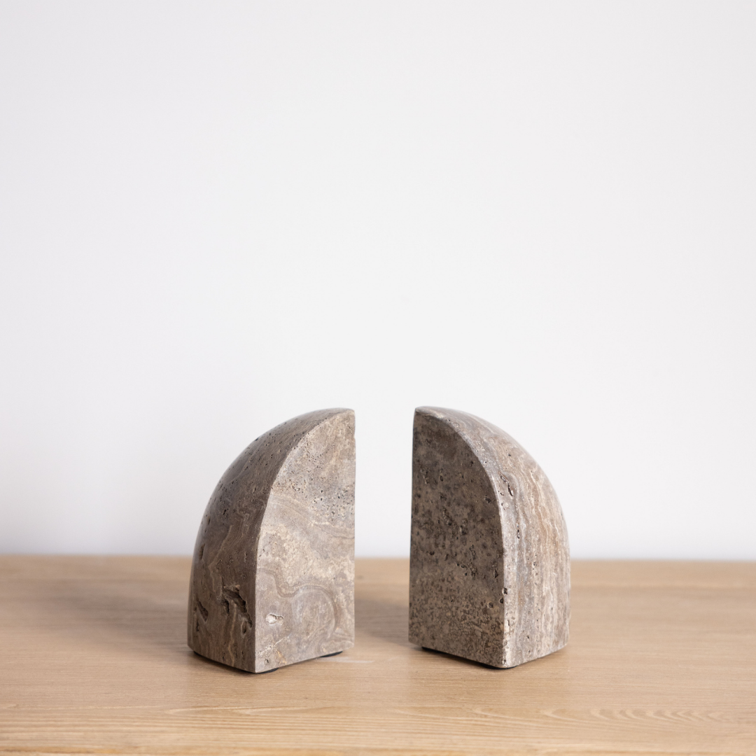 Titanium Travertine Bookend Set By Luxe B Co. 