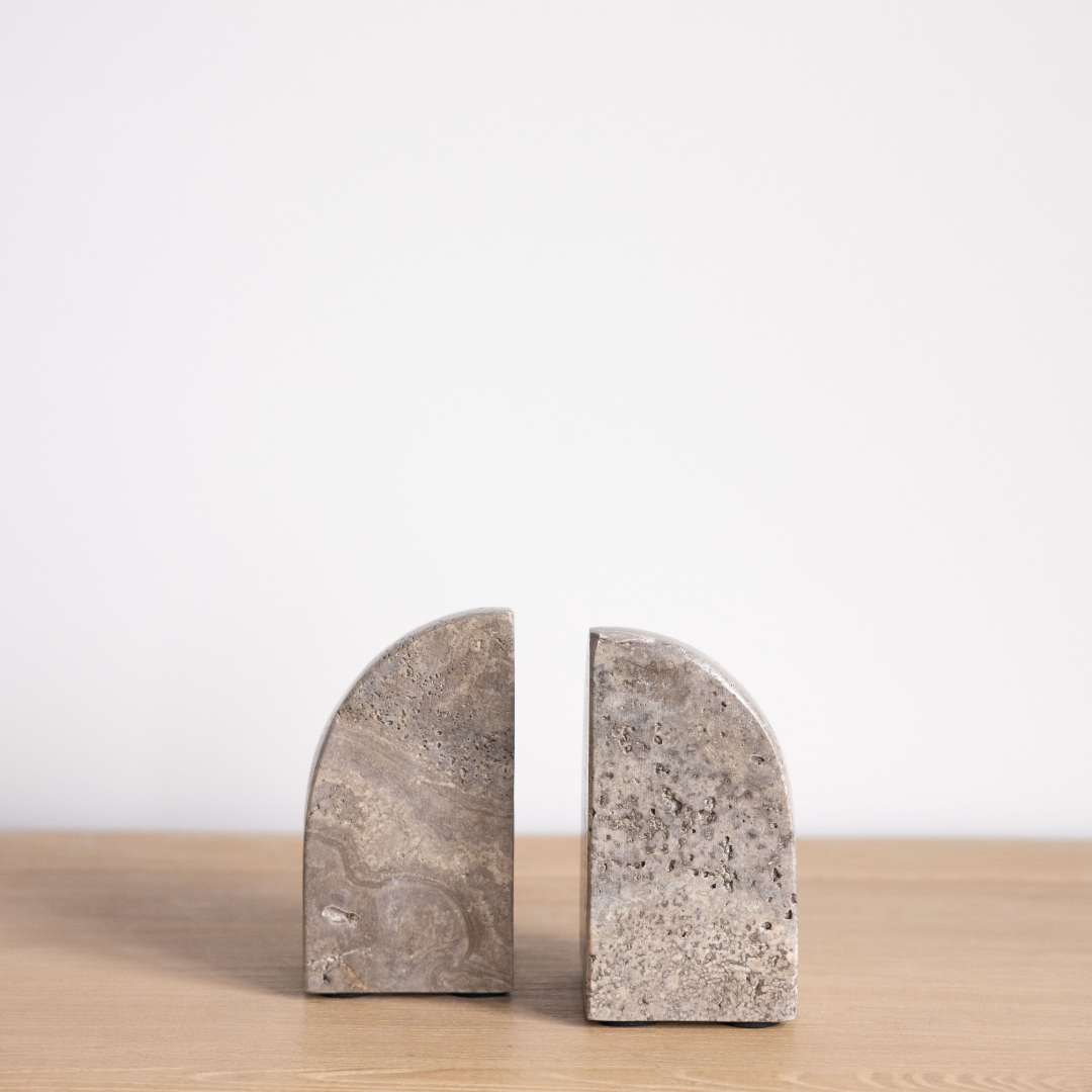 Titanium Travertine Bookend Set By Luxe B Co. 