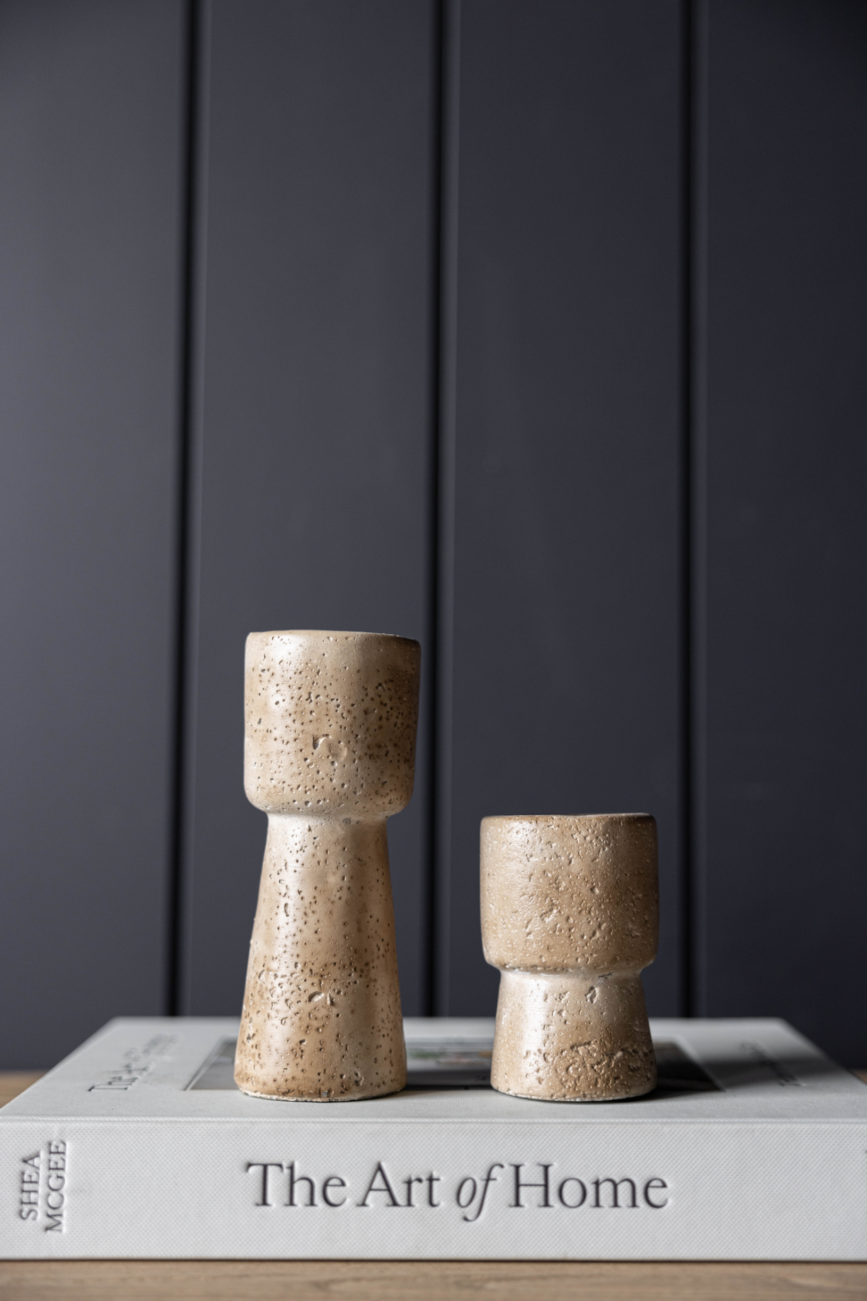 Travertine Cement Tealight Candle Pillar