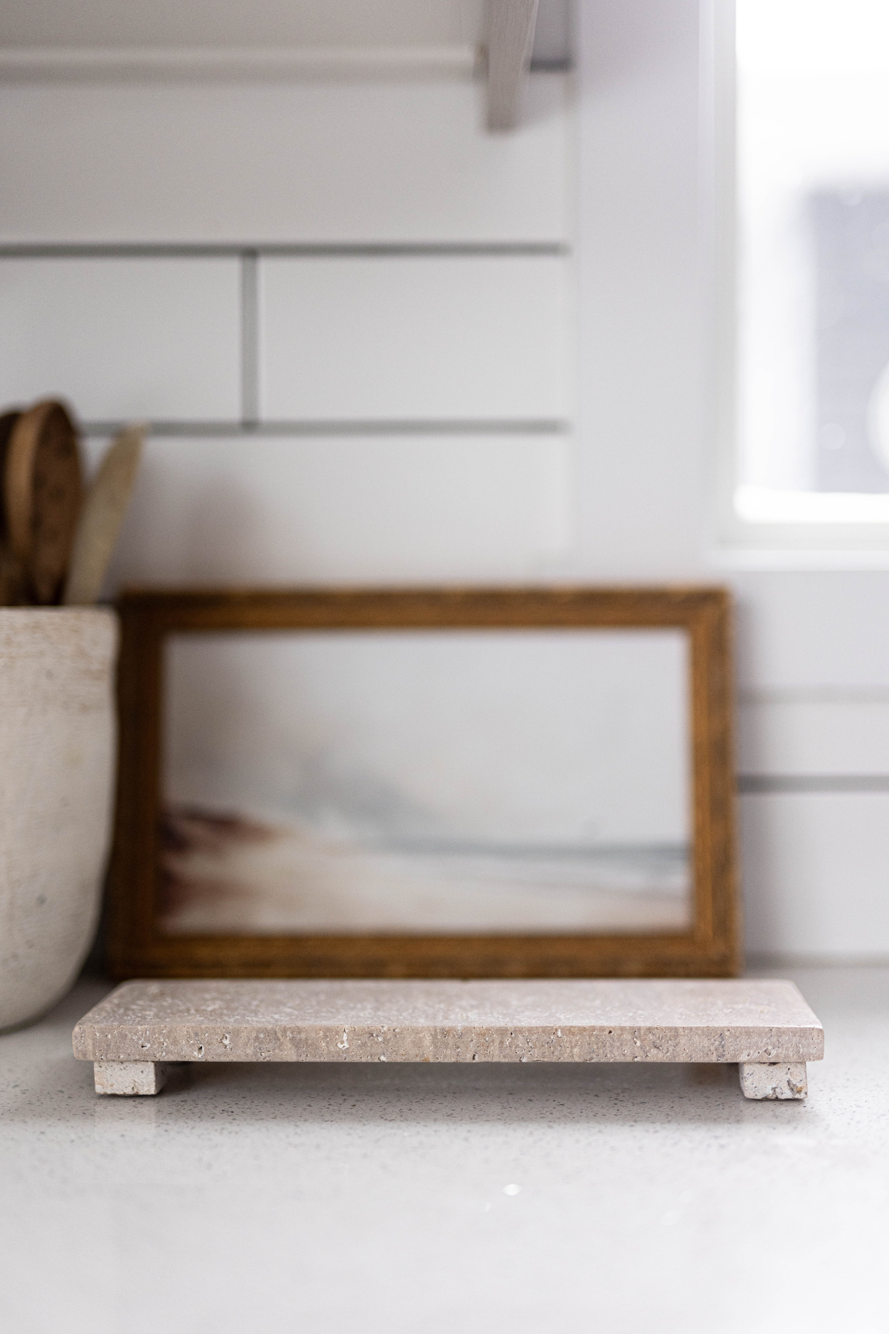 Travertine Footed Trivet Tray - Luxe B Co