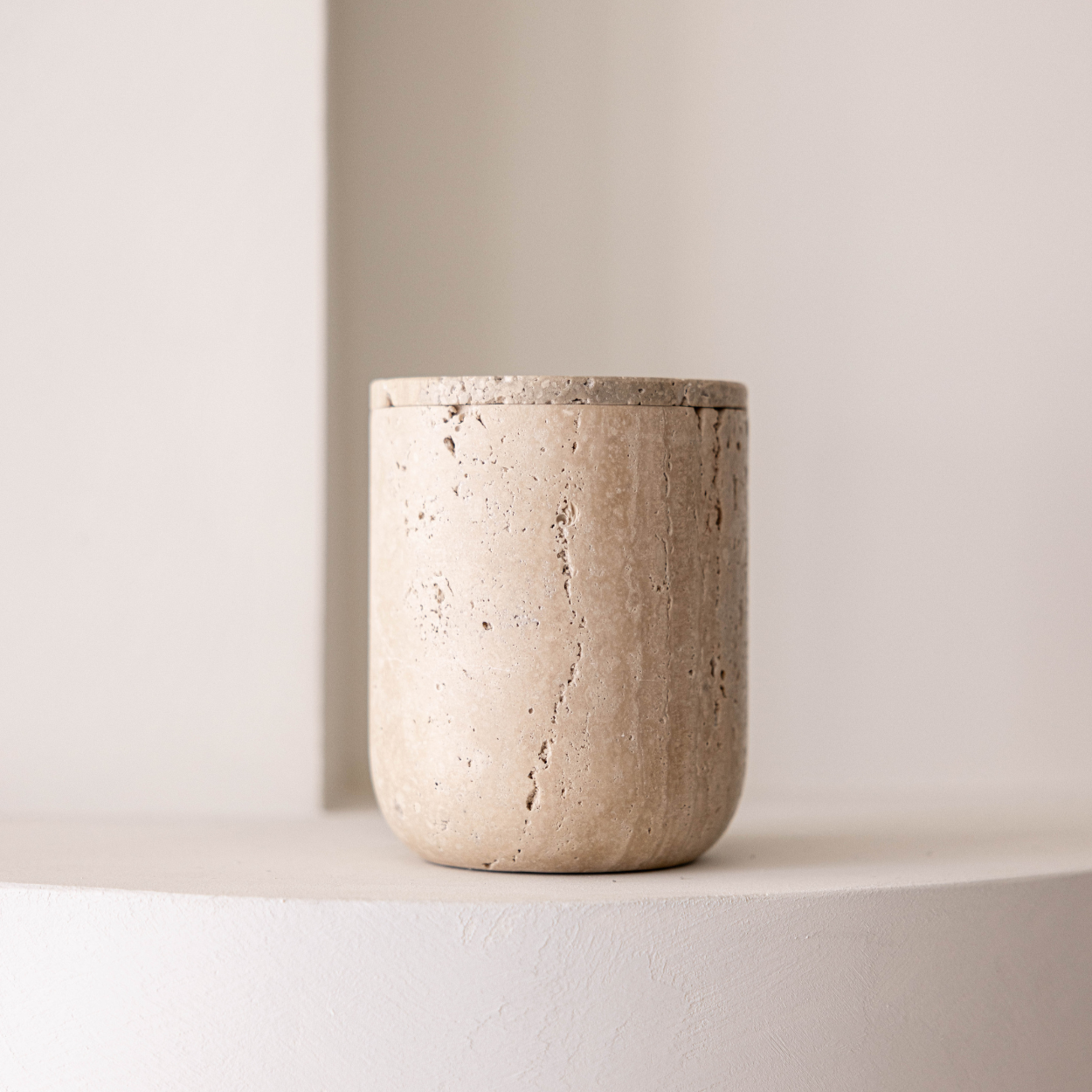 Travertine Lidded Canister | By Luxe B Co.